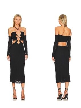 Tularosa Mackie Cutout Knit Midi Dress with Halter Neck